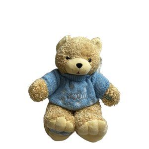 Vintage 2000 Humfrey Teddy Bear Plush Stuffed Animal 22" Tan Light Blue Sweater
